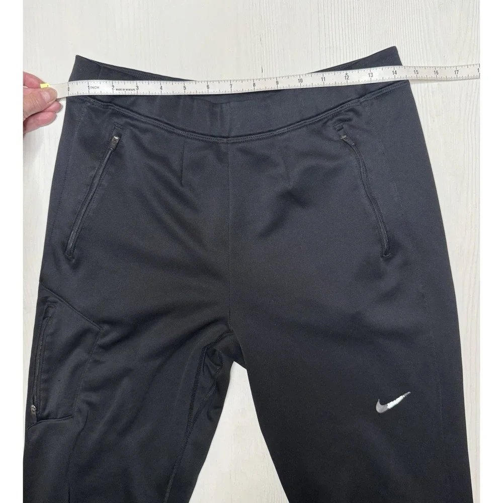 Nike Dri Fit Track Pants Womens Med Black Elastic Waist Pull On Zip Ankle EUC